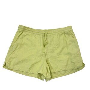 J. CREW Linen Blend Pull-On Lightweight Shorts Pockets Neon Yellow size Large
